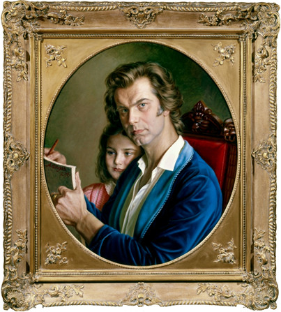 Автопортрет с дочерью Машей. А. М. Шилов. 1985 год